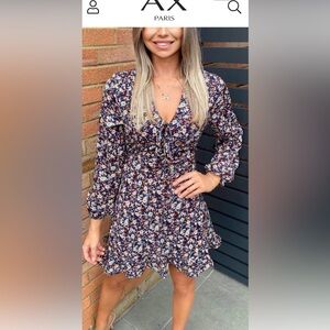 Red floral zipper print dress,AX paris, size 4,new,no damages